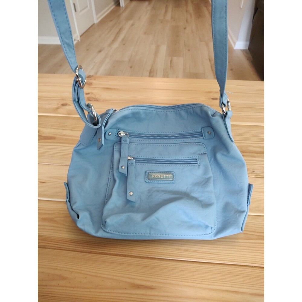 ROSETTI Light Blue Shoulder Bag Many Pockets Zipper Crossbody Purse